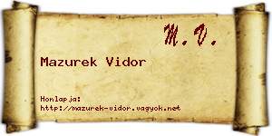 Mazurek Vidor névjegykártya